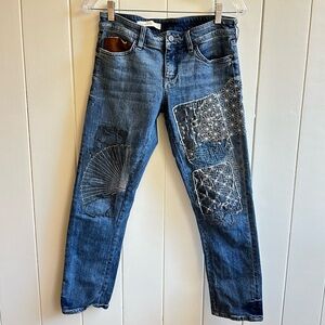 Anthropologie / Pilcro - embroidered patchwork jeans